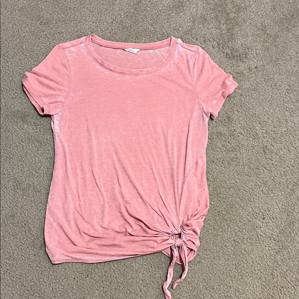 Caslon Light Pink Short Sleeve Top with Side Tie